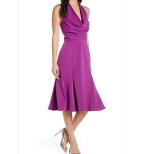 Harlyn Halter Midi Dress Plunge neck new